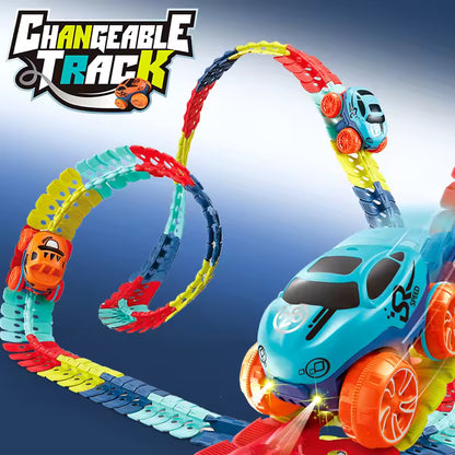 FlexiTrack 46-Piece Racing Set – Interchangeable Car Shells | Golu Baby