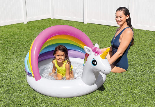 INTEX Unicorn Baby Pool (39.37″ x 106.3″ x 96.46″) | Golu Baby