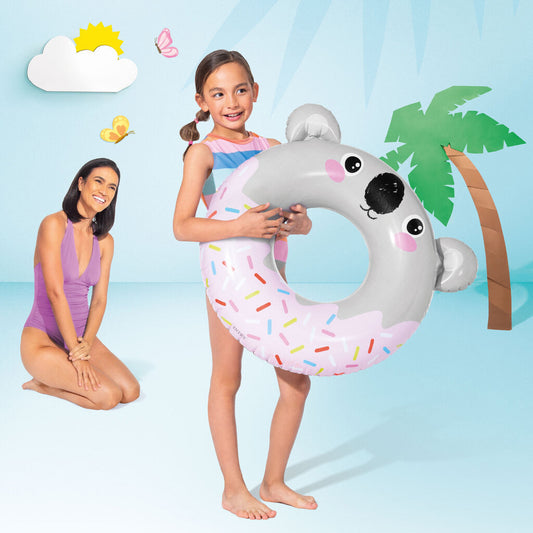 Intex Cute Animal Inflatable Swim Tube – Kids Pool Ring (33” x 30”) #59266