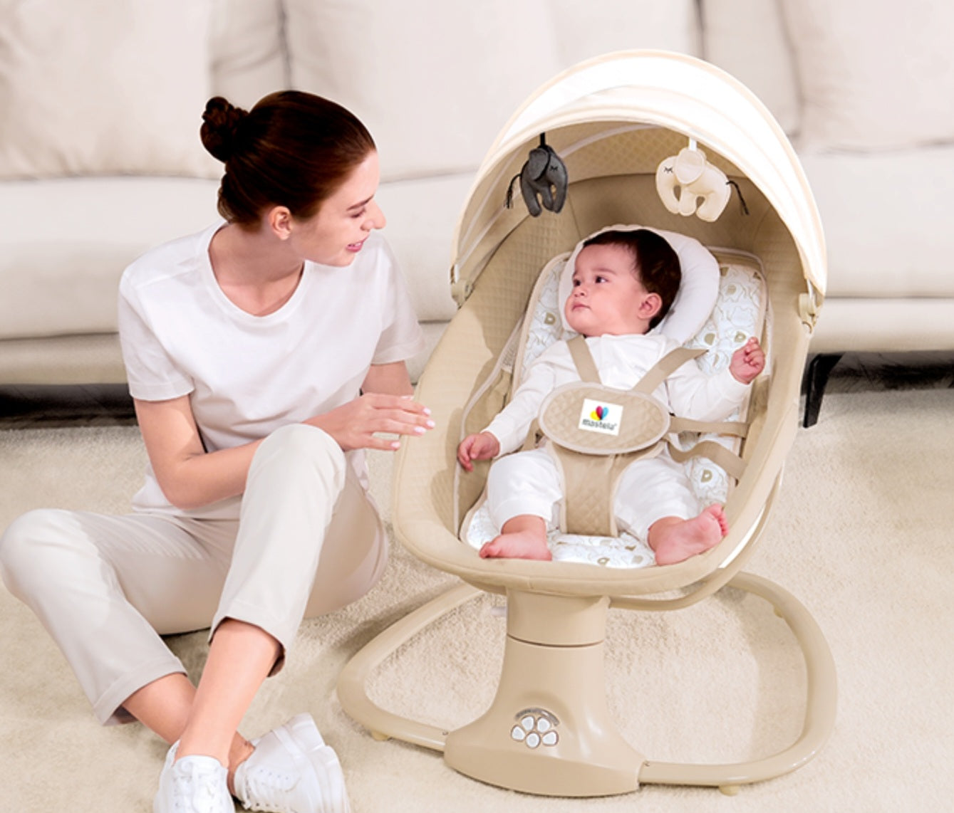 3-in-1 Deluxe Multi-Functional Bassinet – Smart Swing, Cozy Seat & Soothing Cradle | Golu baby