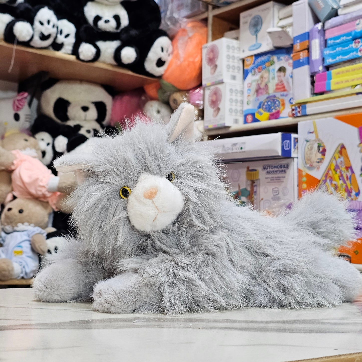 Gray Persian Cat Plush – 35cm Soft Toy with Sound | Golu Baby