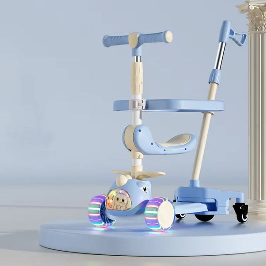 3-in-1 Kids Scooty with Lighting, Music & Stroller Mode – Golu Baby