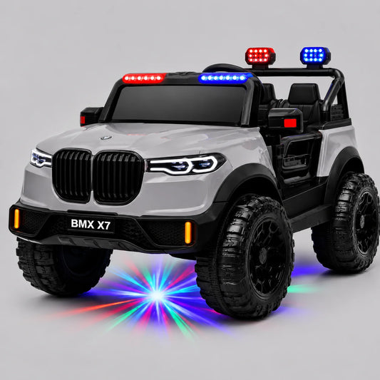 Kids 2-Seater Electric Jeep M-27 – Leather Seat Ride-On Car (Gray)