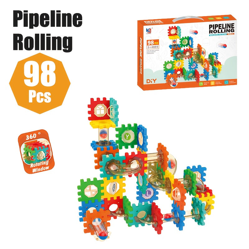 Pipeline Rolling Ball Building Blocks – 98 Pcs DIY Creative Set - Golu Baby