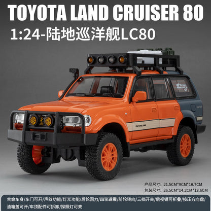Toyota Land Cruiser 80 Die-Cast Model Car – 1:24 Scale with Sound, Light & Pull-Back Action | Golu Baby