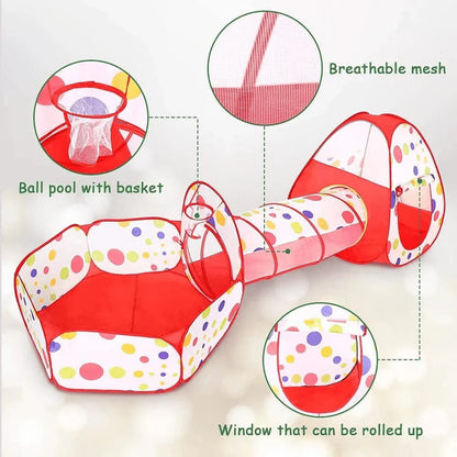 Kids Play Tent with Tunnel and Ball Pit | Golu Baby