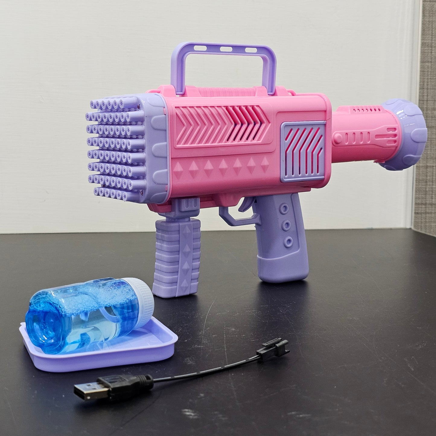 60-Hole Bubble Gun with Lighting Effect – Rechargeable USB Bubble Blaster for Kids 3+ | Golu Baby