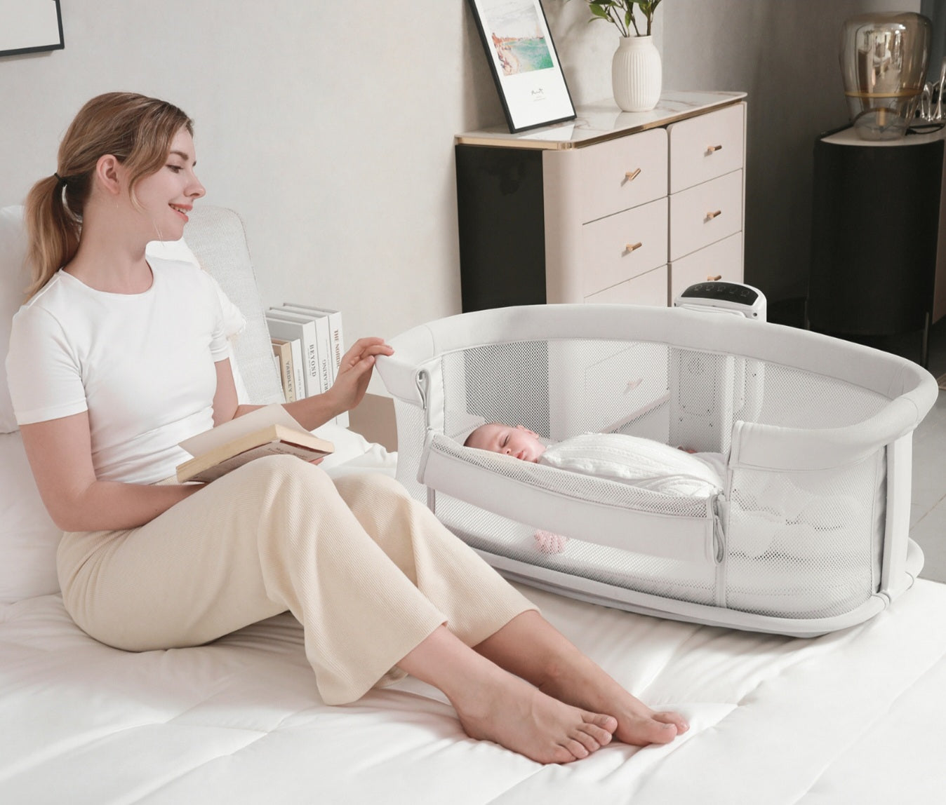 Dream Starlight Bedside Bassinet – 5-in-1 Smart Baby Bed for Sleep, Play & Comfort | Golu baby