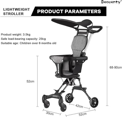 Two-Way Push Compact Baby Stroller – Lightweight & Anti-Rollover Design