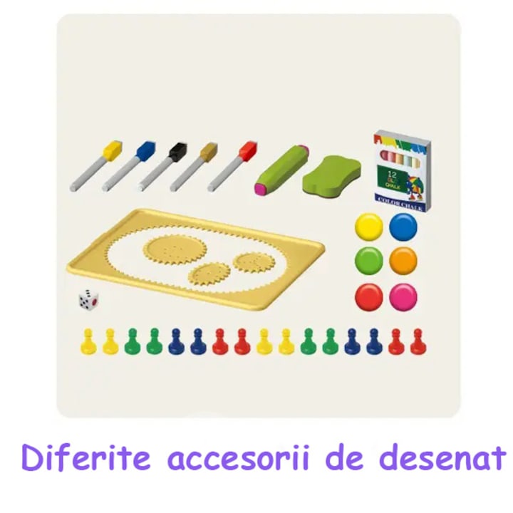 46 Pcs Artist Drawing Board for Kids – Double-Sided Easel with Spirograph & Painting Accessories | Golu Baby