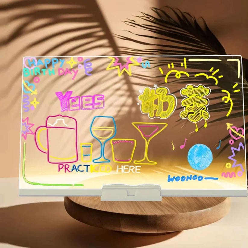 GlowWrite LED Acrylic Message Board – DIY Doodle Night Lamp