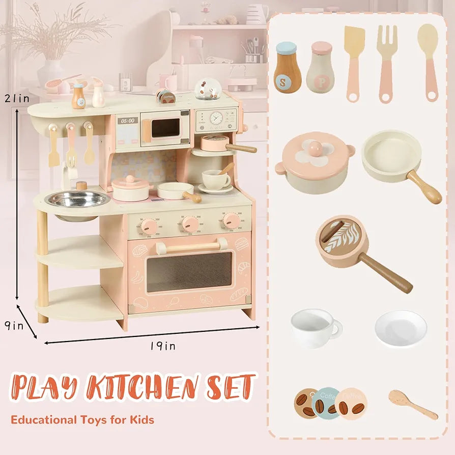 Wooden Kitchen Toy – For Ages 36+ Months | Educational & Fun Playset - Golu Baby