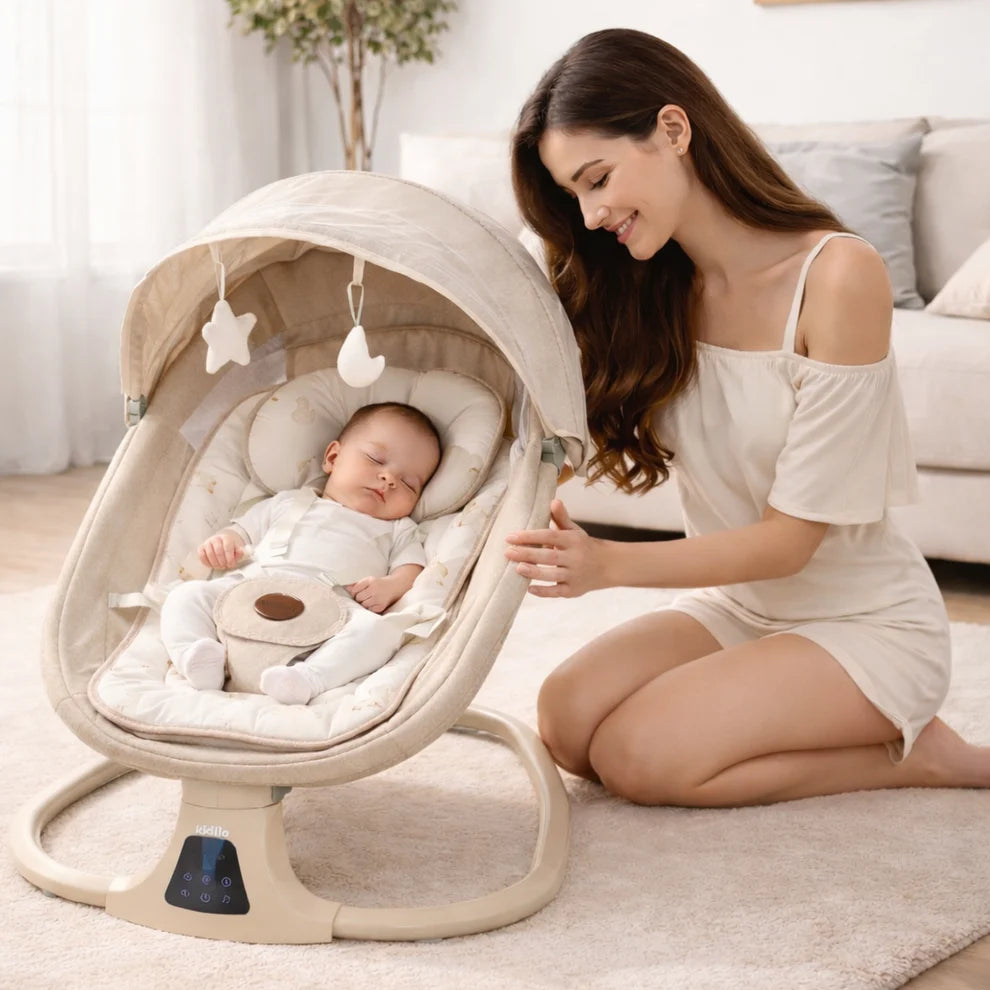 Kidilo 3-in-1 Deluxe Multi-Functional Electric Baby Swing & Bassinet |Golu Baby