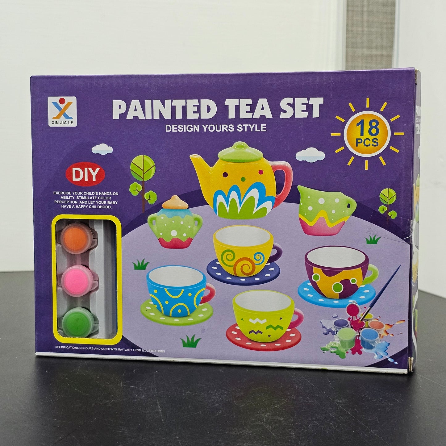 Painted Tea Set – Design Your Own Style | 18-Piece Creative Play Set | Golu Baby