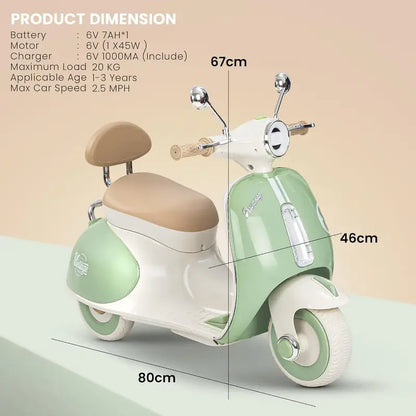 Electric Vespa Ride-On Bike for Kids – Bluetooth, Lights & Music | Golu Baby