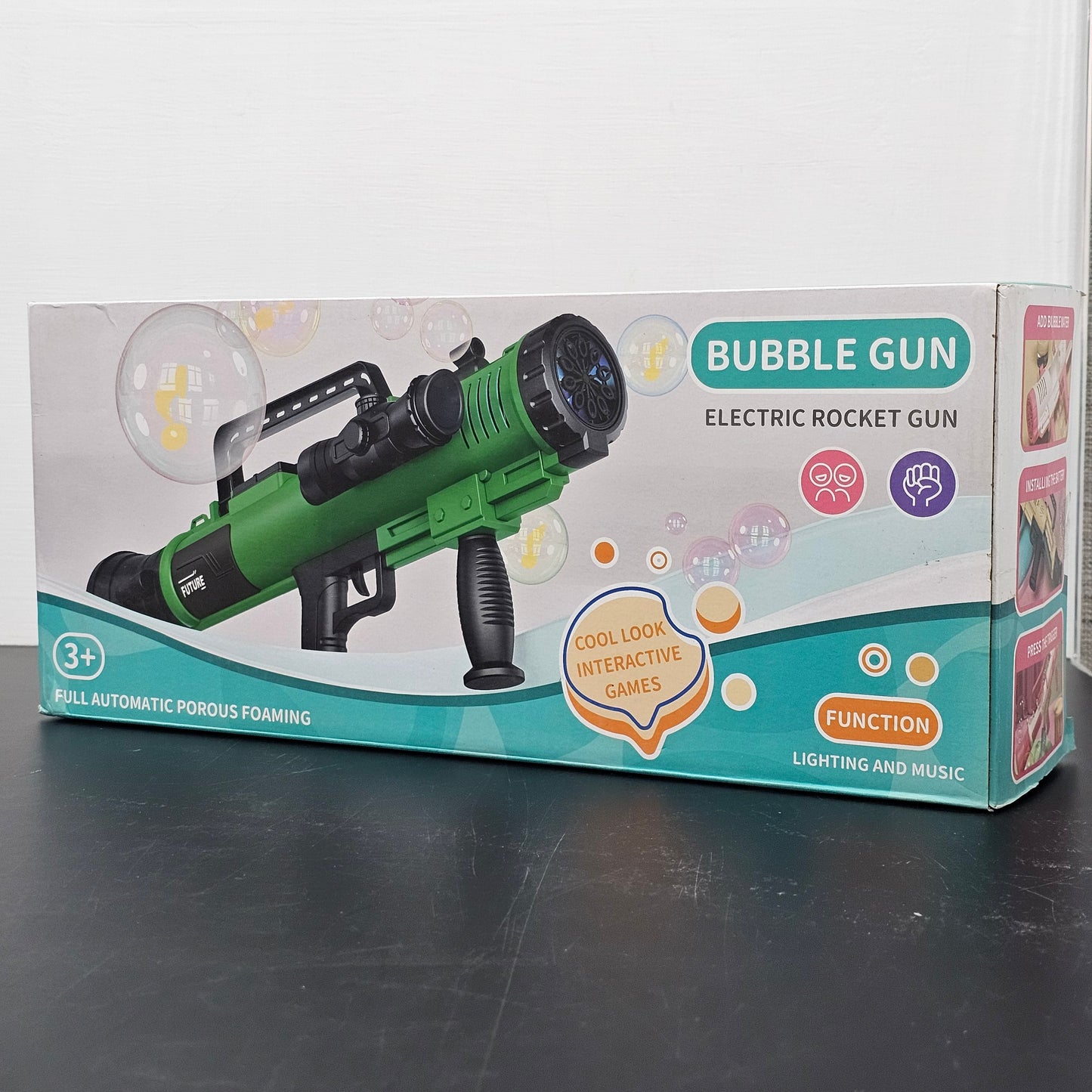 Electric Rocket Bubble Gun – Full-Automatic Bubble Blaster with Lights & Music | Golu Baby
