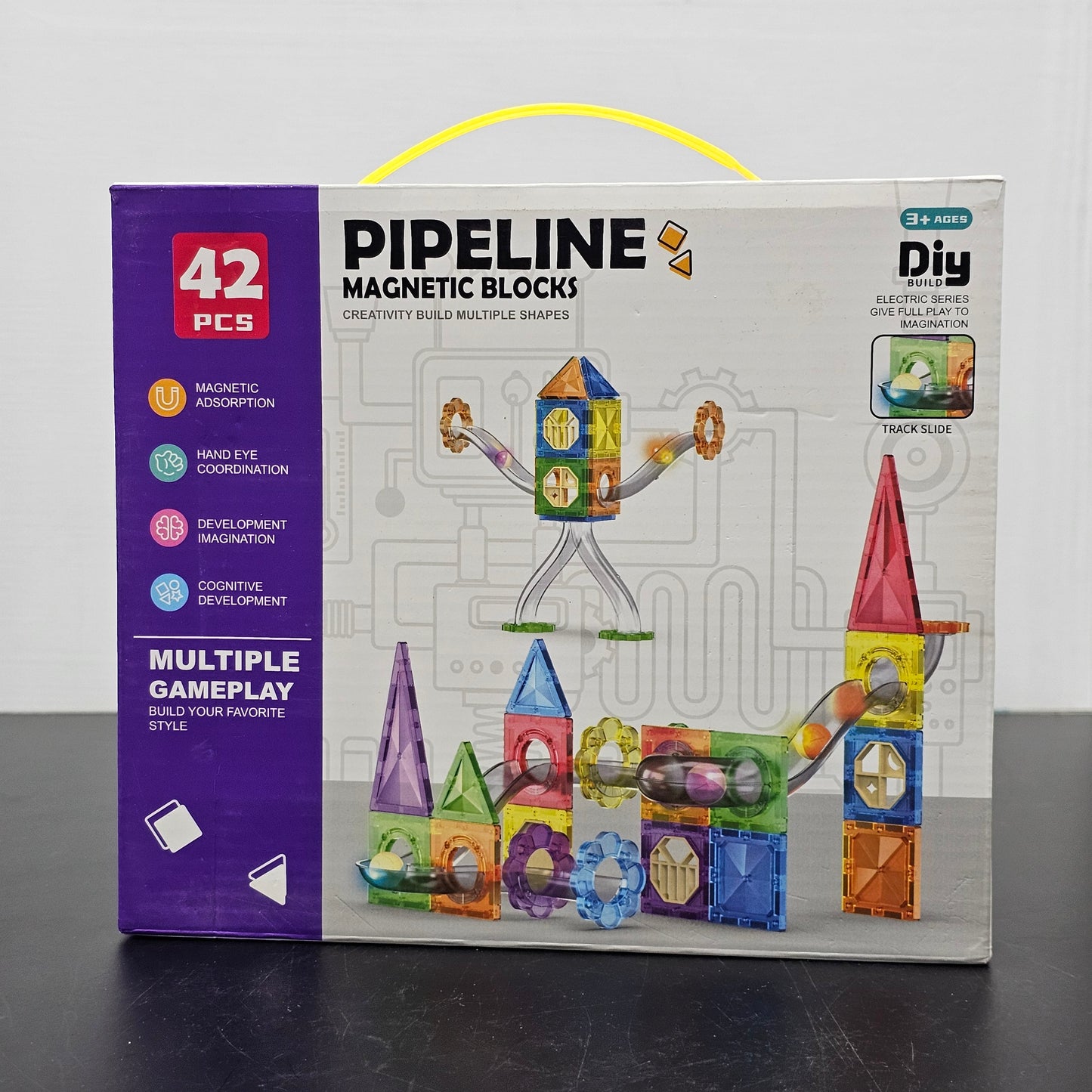 Pipe Line Magnetic Block Building Set – 42 Pcs Creative STEM Toy | Golu Baby