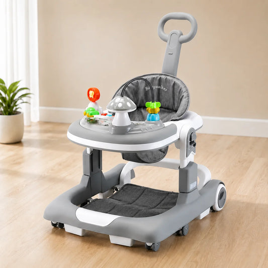 Baby Walker with Music & Lights – 3-Level Height Adjustable, 360° Wheels & Push Handle #MT-816
