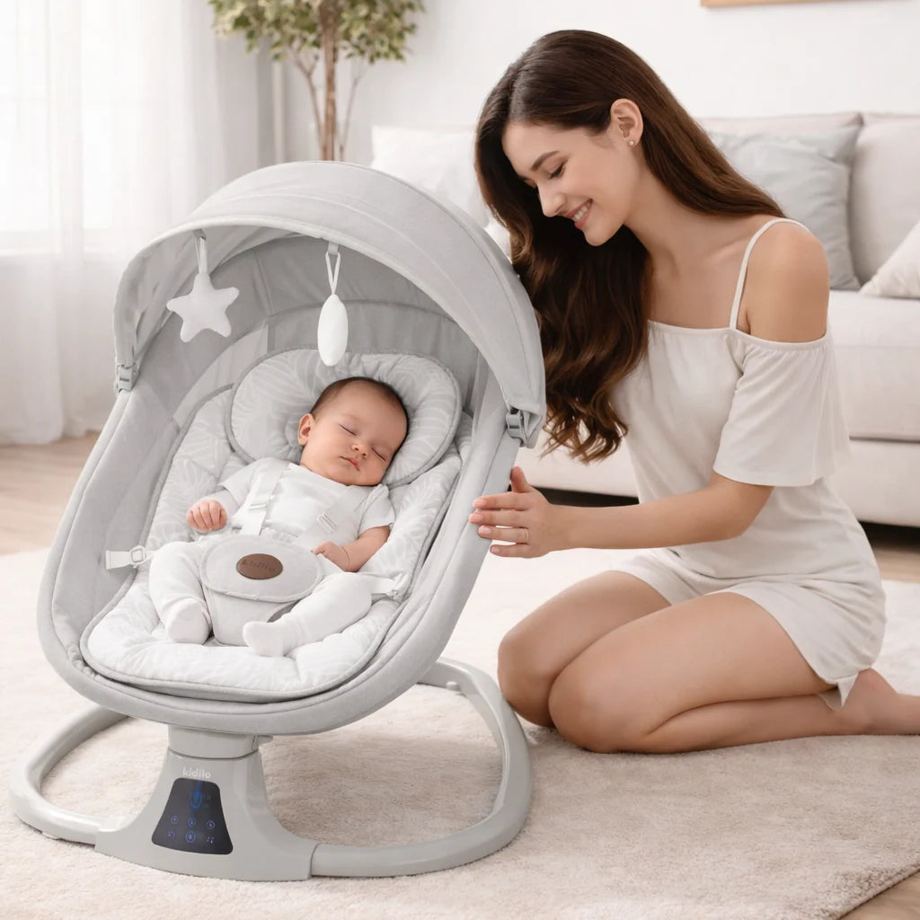 Kidilo 3-in-1 Deluxe Multi-Functional Electric Baby Swing & Bassinet |Golu Baby