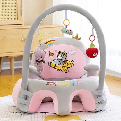 CuddleNest Baby Sofa Seat with Attractive Hanging Rattles – Soft Plush Support Chair