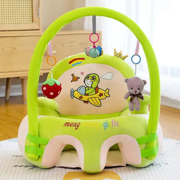CuddleNest Baby Sofa Seat with Attractive Hanging Rattles – Soft Plush Support Chair