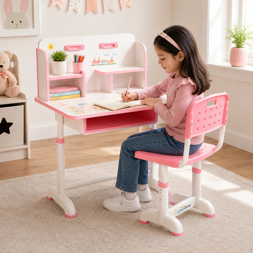 Premium Fiber Kids Study Table & Chair Set – Height Adjustable Learning Desk
