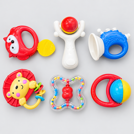Baby Rattles & Teething Toys Set for Sensory Play