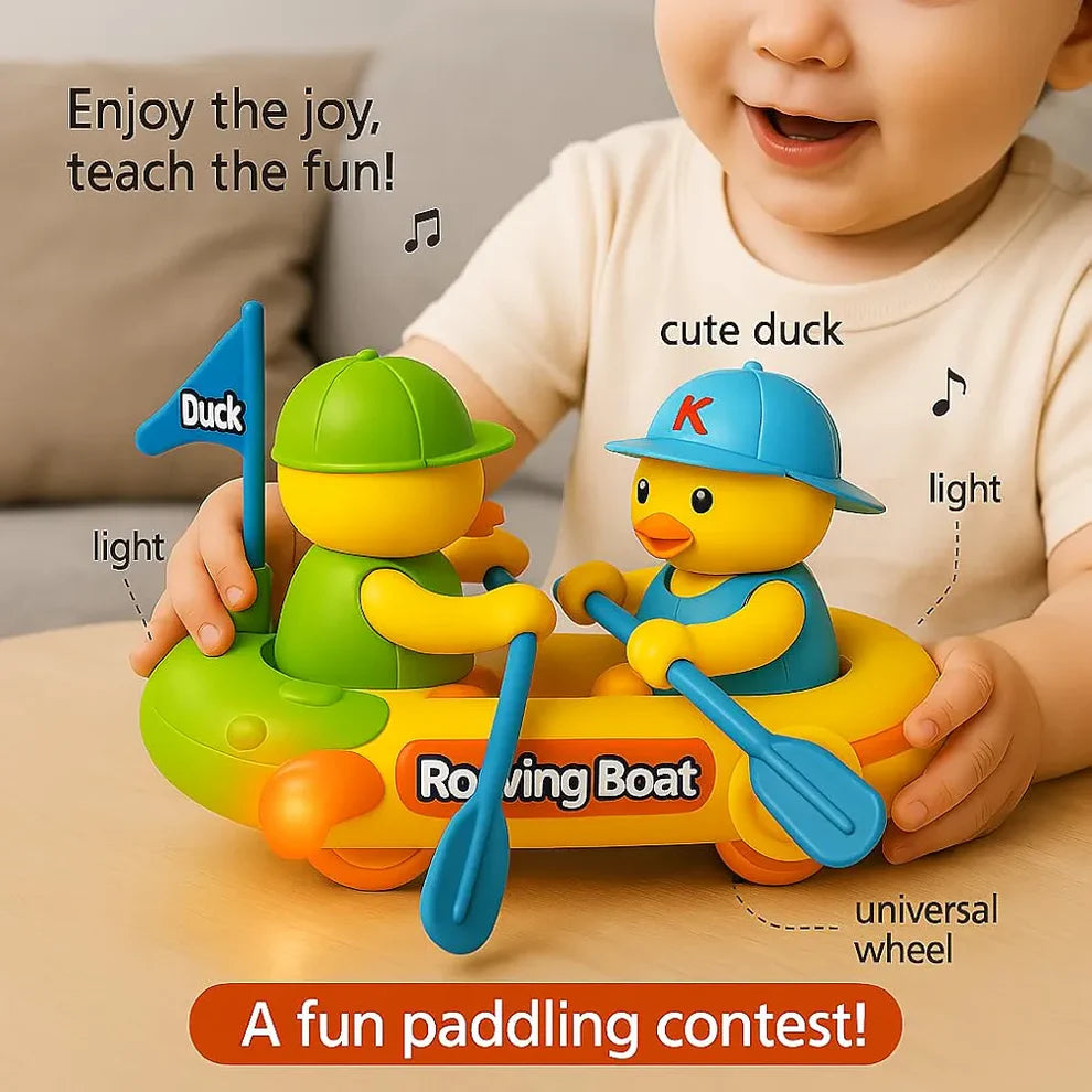 Bump & Go Duck Boat Toy with Music & Lights | Golu Baby