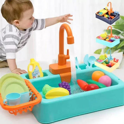 Electric Dishwasher Kitchen Sink Toy Set with Running Water | Golu Baby