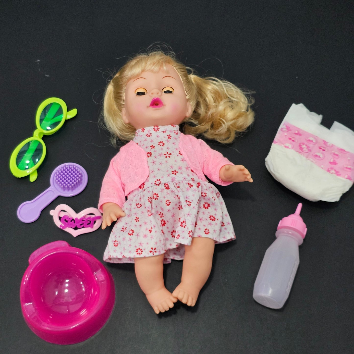 Baby Fashion Girl Doll with Sound, Hair Comb, Milk Bottle & Potty Training – Interactive Doll for Kids | Golu Baby