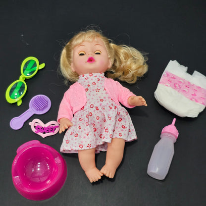Baby Fashion Girl Doll with Sound, Hair Comb, Milk Bottle & Potty Training – Interactive Doll for Kids | Golu Baby