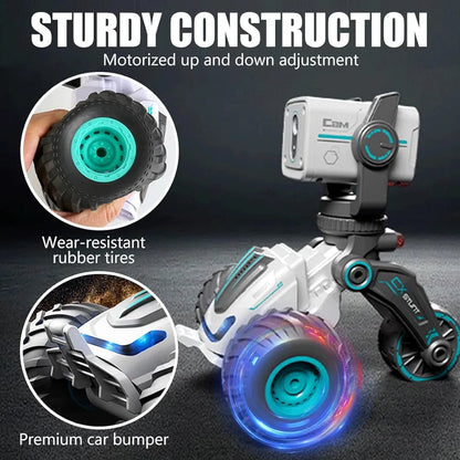 Stunt Car with Voice Control, Photo & Video Function – Dual Mode 360° Rotating Car with Lights & Big Tires | Golu Baby