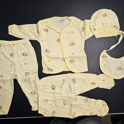 5 Pcs Lucky Star Luxury Baby Dress Set – Imported New Born Baby (Pink Colour) | Golu Baby