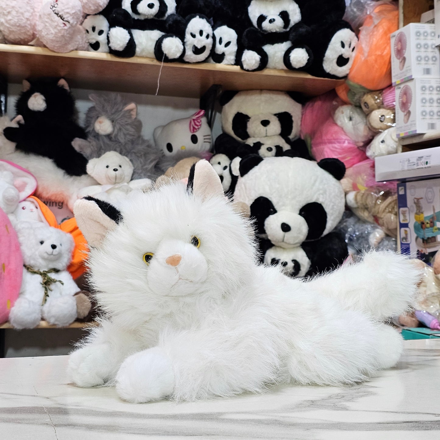 White Persian Cat Plush – 35cm Soft Toy with Sound | Golu Baby