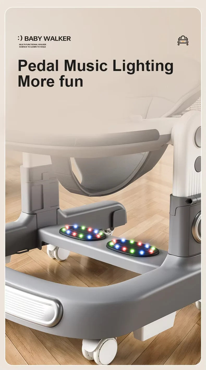 Baby Walker with Music & Lights – 3-Level Height Adjustable 360° Swivel Wheels #566