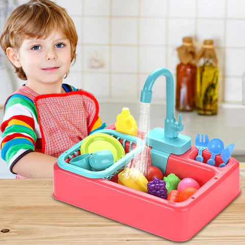 Electric Dishwasher Kitchen Sink Toy Set with Running Water | Golu Baby
