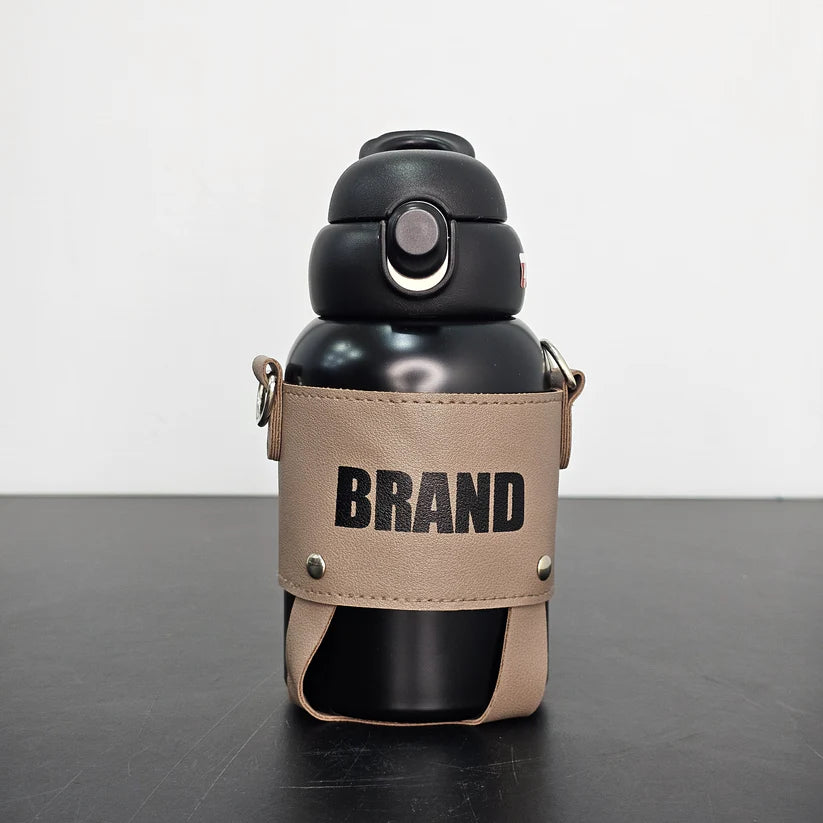 Hot & Cold Water Bottle 600ml – Leather Strap & Cover | Golu Baby