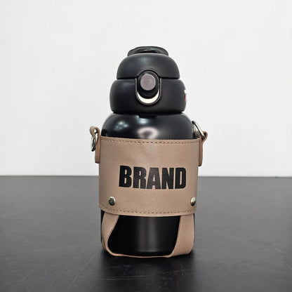 Hot & Cold Water Bottle 600ml – Leather Strap & Cover | Golu Baby