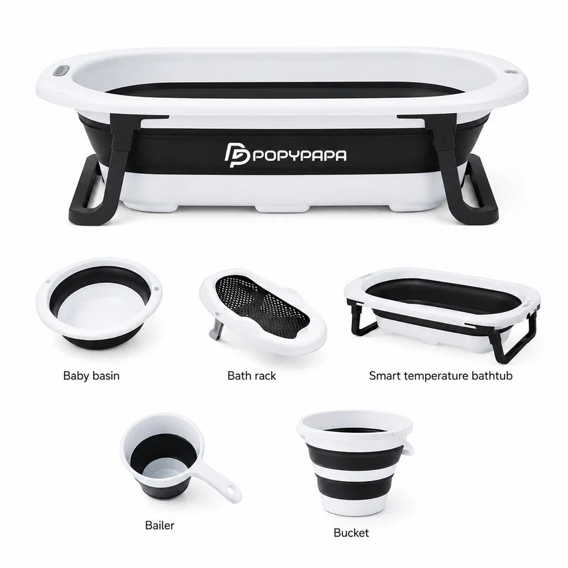 SmartCare 5-in-1 Foldable Baby Bath Set – Smart Temperature Bathtub with Accessories