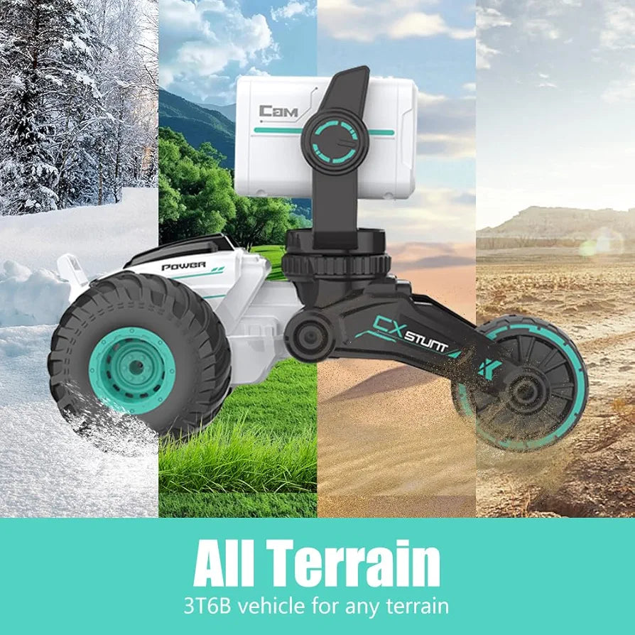 Stunt Car with Voice Control, Photo & Video Function – Dual Mode 360° Rotating Car with Lights & Big Tires | Golu Baby