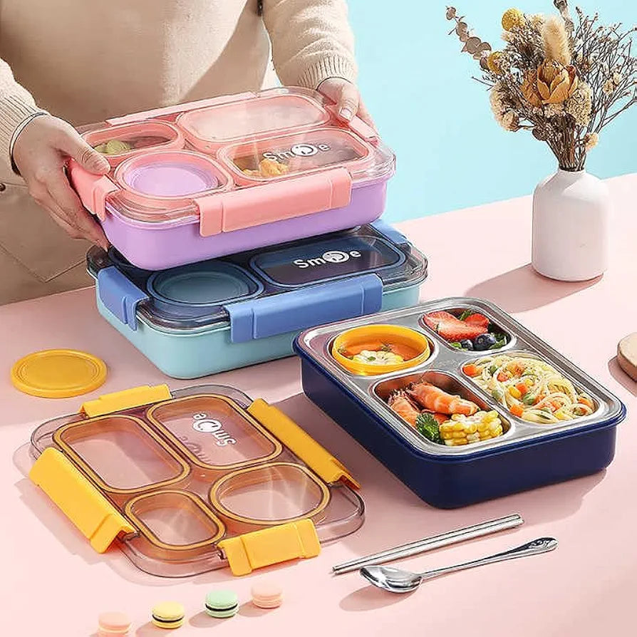 Individual-Seal Stainless Steel Lunch Box – Leak-Proof, Portion-Perfect | Golu Baby