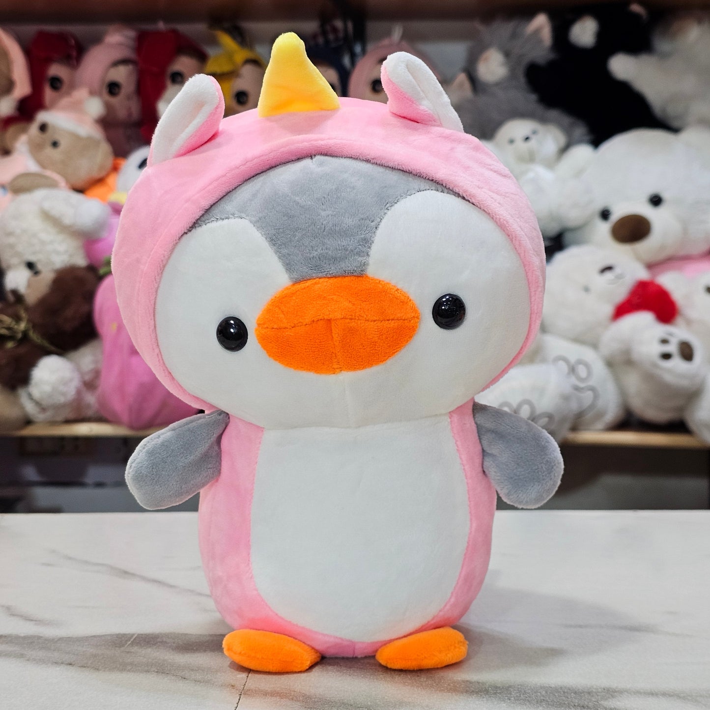 Penguin Plush Dressed as Unicorn – Pink Soft Toy 25cm | Golu Baby
