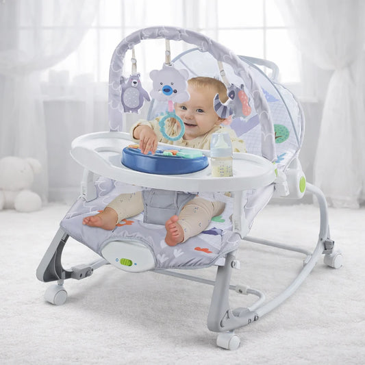 12-in-1 Baby Rocker – 0M+ with Music, Vibration & Dining Tray | Golu Baby