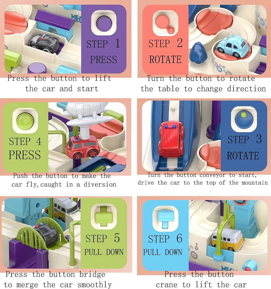 Car Adventure Track Set – Battery-Free Educational Fun - Golu Baby