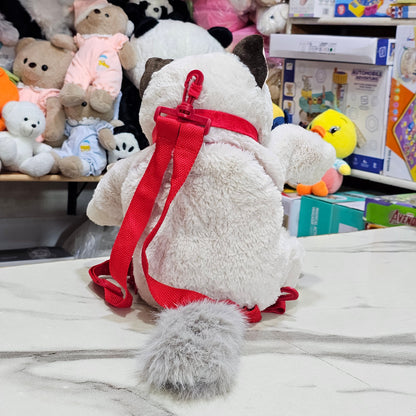 Learn to Speak Plush Cat with Shoulder Bag – White Colour | Golu Baby