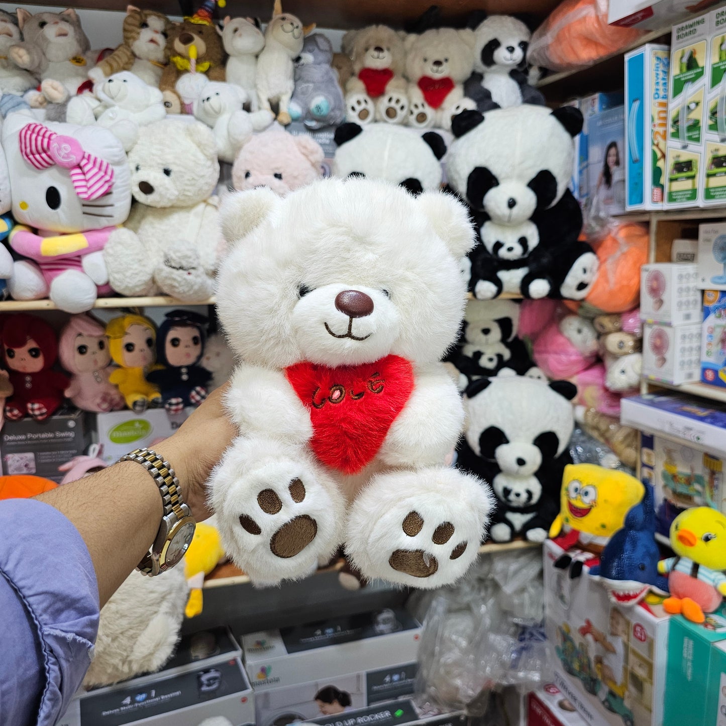 Premium Love Heart Bear – White Colour – 30cm Plush Toy | Golu Baby