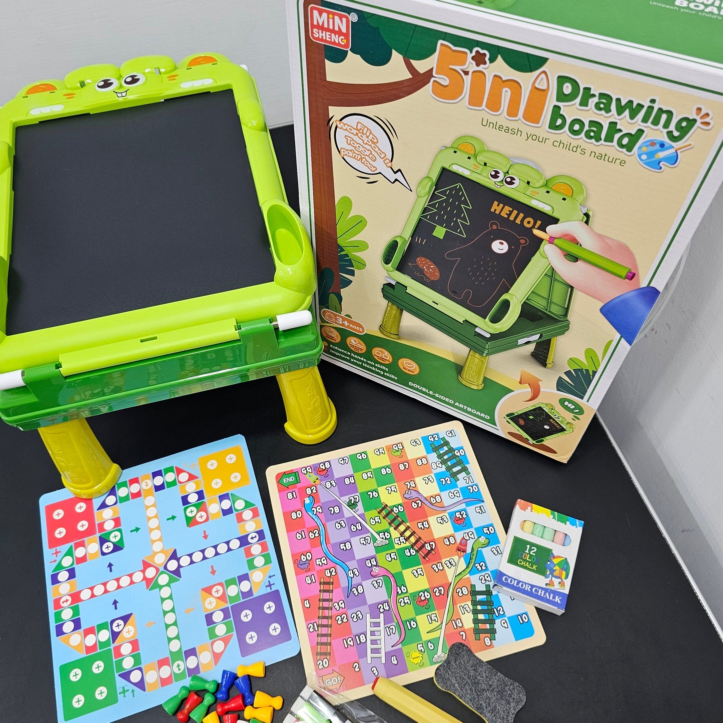 5-in-1 Drawing Board for Kids – Chalk, Markers & Magic Erase | Golu Baby