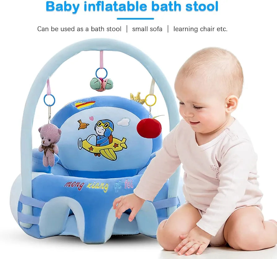 CuddleNest Baby Sofa Seat with Attractive Hanging Rattles – Soft Plush Support Chair