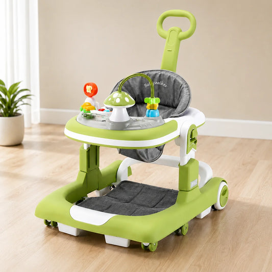 Baby Walker with Music & Lights – 3-Level Height Adjustable, 360° Wheels & Push Handle #MT-816