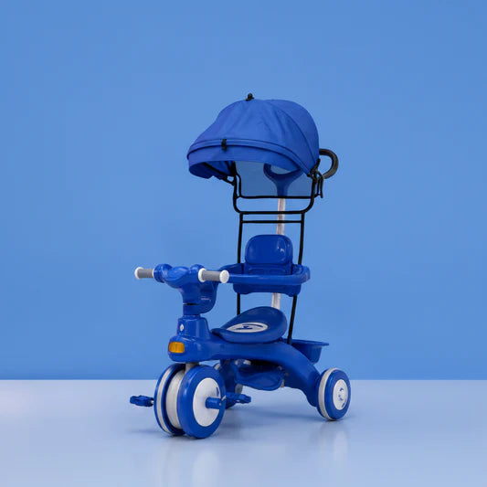 Kids Tricycle with Canopy – Stroller Style Ride On with Music & Lights